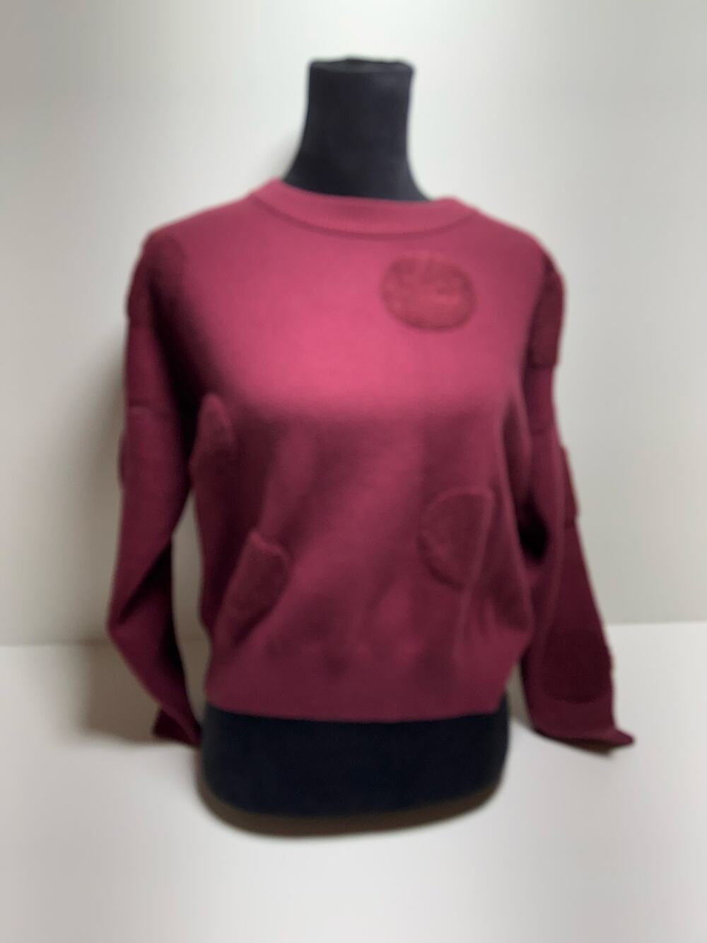 Tahari Sweater Burgundy Polka Dot Pullover Sweater Sz Large